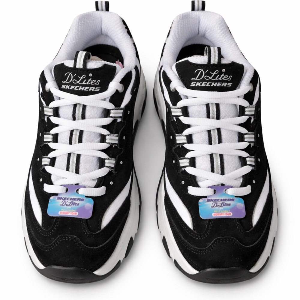 Skechers D'Lites Women's Black White Sneakers
